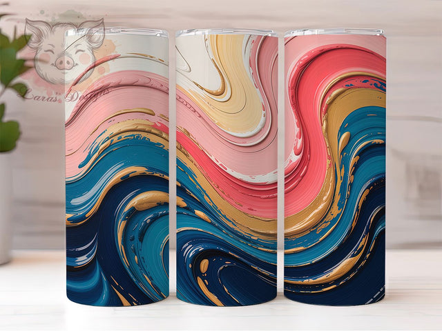 Navy Pink Gold Abstract Tumbler Wrap, Oil Painting, Artistic Style, Vibrant Design, Modern Art, Tumbler Wrap, Sublimation Design Sublimation Lara' s Designs 
