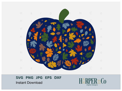 Navy Pumpkin SVG PNG Cut EPS File SVG HarperNCo 