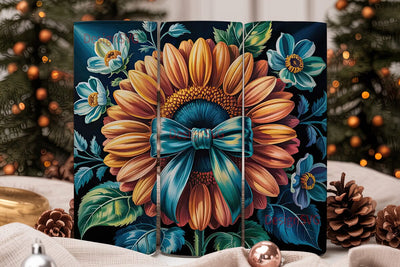 Navy Sunflower Floral 20oz Tumbler Wrap Sublimation DesignSVG 
