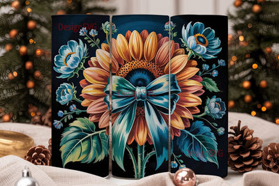 Navy Sunflower Floral 20oz Tumbler Wrap Sublimation DesignSVG 