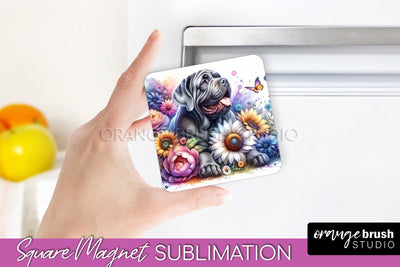 Neapolitan Mastiff Magnet Sublimation - Dog Mom Floral Magnet PNG Design Sublimation OrangeBrushStudio 