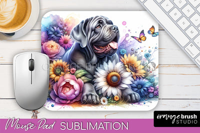 Neapolitan Mastiff Mouse Pad Design - Dog Mom Floral Mousepad Sublimation Sublimation OrangeBrushStudio 