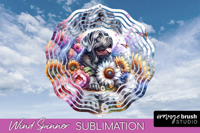 Neapolitan Mastiff Wind Spinner, Dog Mom Floral Wind Spinner Sublimation Sublimation OrangeBrushStudio 