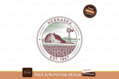 Nebraska farm barn windmill cornfield image Sublimation Designangry 