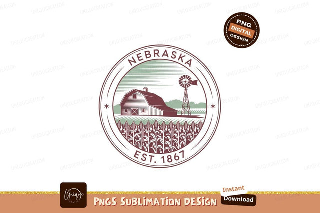 Nebraska farm barn windmill cornfield image Sublimation Designangry 