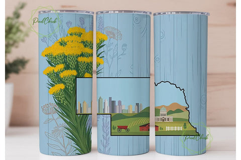 Nebraska Goldenrod 20oz Tumbler Wrap Sublimation PixelChick 