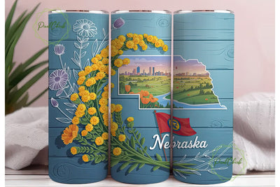 Nebraska Goldenrod 20oz Tumbler Wrap Sublimation PixelChick 