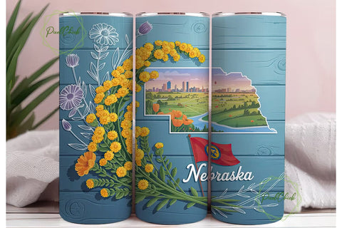 Nebraska Goldenrod 20oz Tumbler Wrap Sublimation PixelChick 