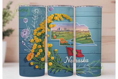 Nebraska Goldenrod 20oz Tumbler Wrap Sublimation PixelChick 