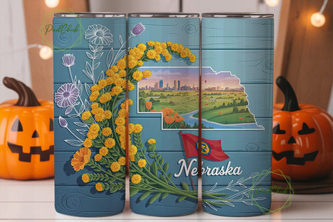 Nebraska Goldenrod 20oz Tumbler Wrap Sublimation PixelChick 