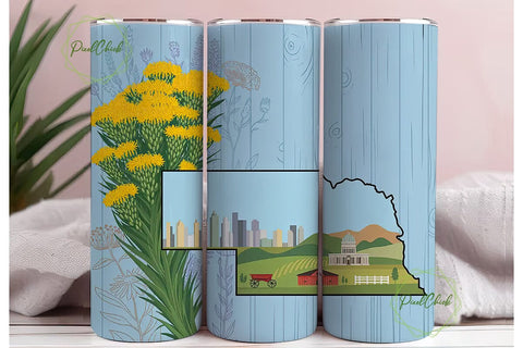 Nebraska Goldenrod 20oz Tumbler Wrap Sublimation PixelChick 