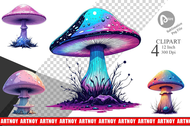 Nebula Mushrooms Clipart Sublimation artnoy 