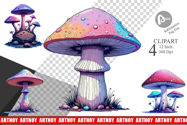 Nebula Mushrooms Clipart Sublimation artnoy 