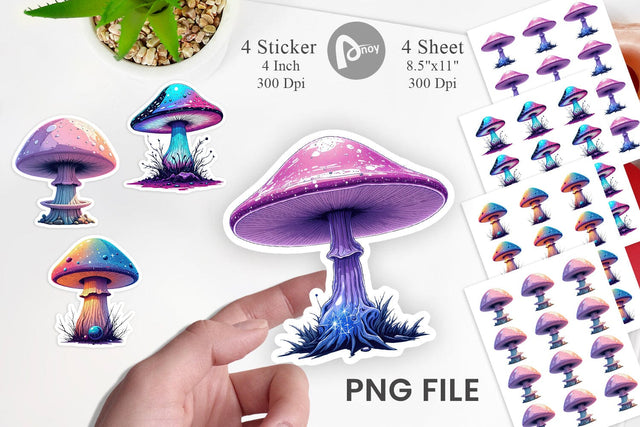Nebula Mushrooms Sticker Sublimation artnoy 