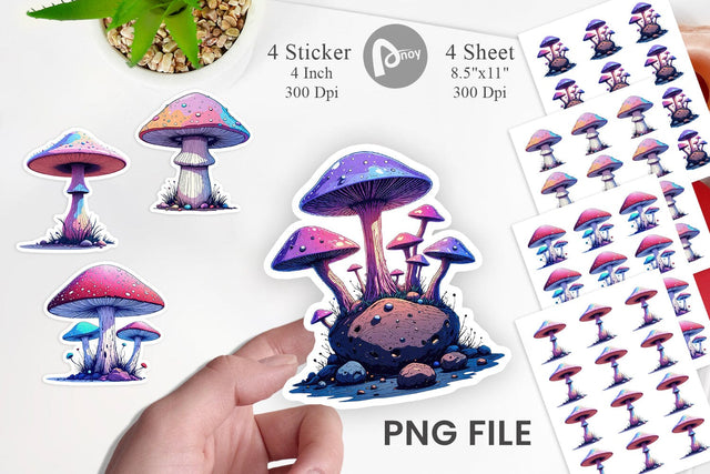 Nebula Mushrooms Sticker Sublimation artnoy 