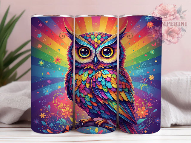 Neon 80s Retro Owl Tumbler, Retro Owl Wrap, Funky Neon Sublimation Design, Colorful 80's Cup, 20Oz Skinny Tumbler Wrap, Vintage Owl Mug, Bright Retro Design Sublimation Li Zamperini 