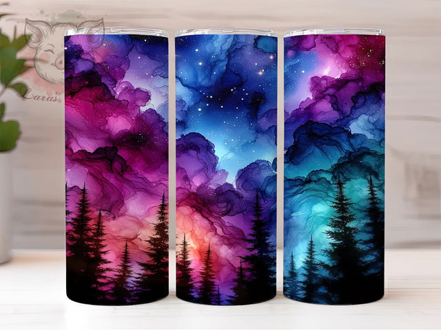 Neon Aurora Borealis Ink Tumbler, Neon Alcohol Ink Wrap, Aurora Borealis Sublimation, 20oz Neon Tumbler, Colorful Ink Art, Cosmic Aurora Mug, Whimsical Night Sky Cup Sublimation Lara' s Designs 