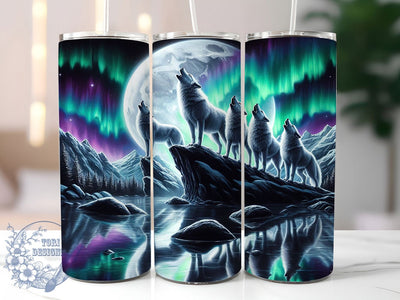 Neon Aurora Northern Wolf Tumbler, Northern Lights Wrap, 20oz Tumbler Sublimation, Glowing Aurora Borealis Design, Electric Arctic Howl Sublimation, Vibrant Night Sky Tumbler, Mystical Wolf Wrap Sublimation ToriDesigns 