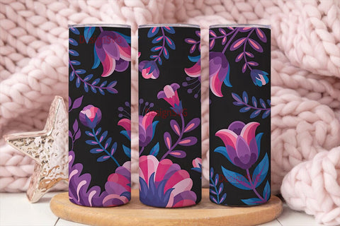 Neon Bloom 20oz Tumbler Wrap Sublimation DesignSVG 