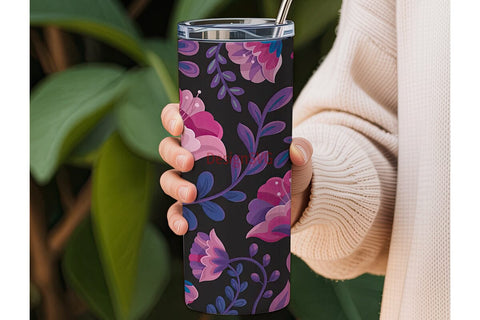 Neon Bloom 20oz Tumbler Wrap Sublimation DesignSVG 