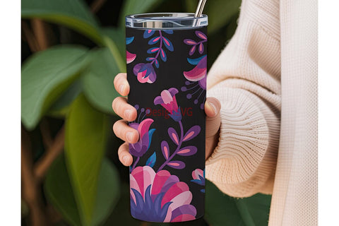 Neon Bloom 20oz Tumbler Wrap Sublimation DesignSVG 