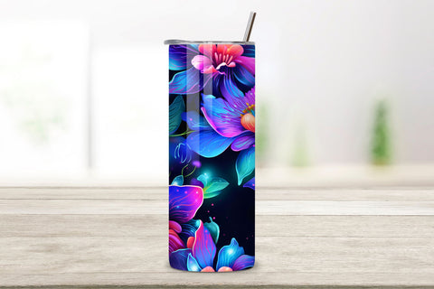 Neon Bloom Delight 3D Sublimation Tumbler Wrap | Sublimation Sublimation FloridPrintables 