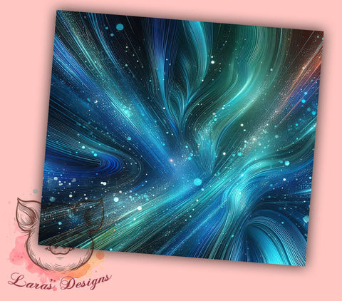 Neon Blue Milky Way Tumbler, Striped Blue Background, Galaxy Sublimation Wrap, 20oz Tumbler, Vibrant Space Design, Abstract Galaxy Art, Custom Tumbler Wrap, Cosmic Tumbler Sublimation Lara' s Designs 