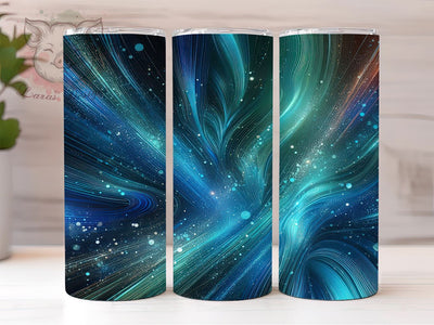 Neon Blue Milky Way Tumbler, Striped Blue Background, Galaxy Sublimation Wrap, 20oz Tumbler, Vibrant Space Design, Abstract Galaxy Art, Custom Tumbler Wrap, Cosmic Tumbler Sublimation Lara' s Designs 