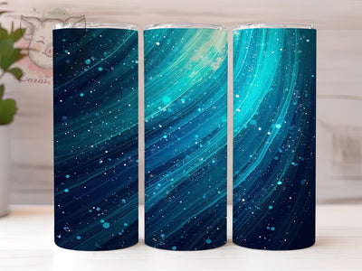 Neon Blue Milky Way Tumbler, Striped Blue Background, Galaxy Sublimation Wrap, 20oz Tumbler, Vibrant Space Design, Abstract Galaxy Art, Custom Tumbler Wrap, Cosmic Tumbler Sublimation Lara' s Designs 