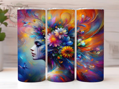 Neon Boho Women Floral Tumbler Wrap, Boho Women, Vibrant Style, Artistic Theme, Colorful Design, Tumbler Wrap, Sublimation Design Sublimation Lara' s Designs 