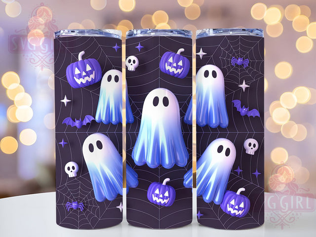 Neon Boo Glowing Spooky Halloween Tumbler, Spooky Ghost Wrap, Glowing Halloween Cup, Kawaii Boo Design, 20Oz Sublimation Wrap, Bright Spooky Drinkware, Electric Ghost Tumbler Sublimation SvggirlplusArt 