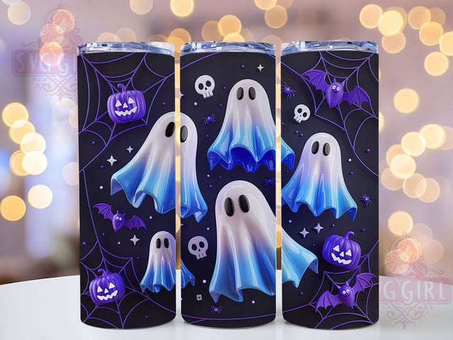 Neon Boo Glowing Spooky Halloween Tumbler, Spooky Ghost Wrap, Glowing Halloween Cup, Kawaii Boo Design, 20Oz Sublimation Wrap, Bright Spooky Drinkware, Electric Ghost Tumbler Sublimation SvggirlplusArt 