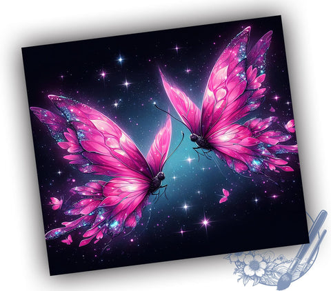 Neon Butterflies 20oz Skinny Tumbler, Butterfly Tumbler Png, Straight & Tapered Tumbler Wrap, Instant Digital Download Sublimation ToriDesigns 