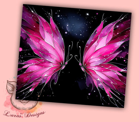 Neon Butterfly 20oz Tumbler Png, Straight & Tapered Tumbler Png, Pink Butterfly Tumbler Png, Digital Download PNG Sublimation Lara' s Designs 
