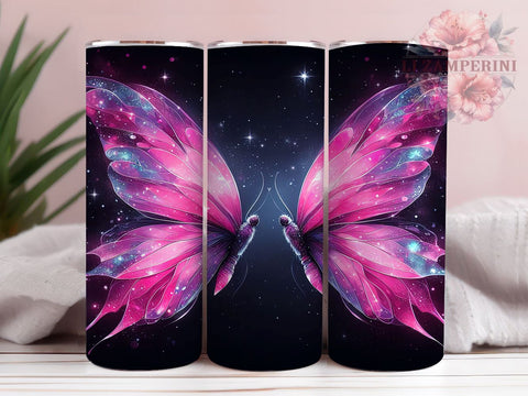 Neon Butterfly 20oz Tumbler Wrap PNG, Butterfly Tumbler Png, Straight & Tapered Tumbler Wrap, Instant Digital Download Sublimation Li Zamperini 