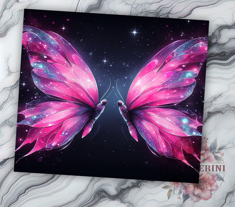 Neon Butterfly 20oz Tumbler Wrap PNG, Butterfly Tumbler Png, Straight & Tapered Tumbler Wrap, Instant Digital Download Sublimation Li Zamperini 