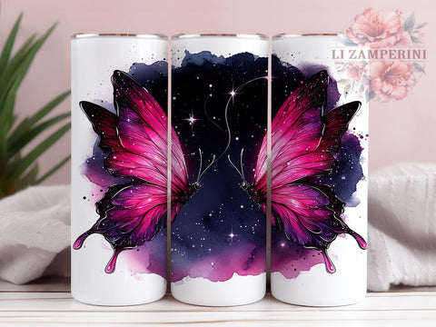 Neon Butterfly 20oz Tumbler Wrap PNG, Butterfly Tumbler Png, Straight & Tapered Tumbler Wrap, Instant Digital Download Sublimation Li Zamperini 