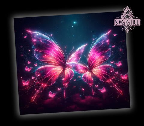 Neon Butterfly 20oz Tumbler Wrap Sublimation Design, Straight Tapered Tumbler Wrap, Butterfly Tumbler Png, Instant Digital Download Sublimation SvggirlplusArt 