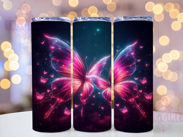 Neon Butterfly 20oz Tumbler Wrap Sublimation Design, Straight Tapered Tumbler Wrap, Butterfly Tumbler Png, Instant Digital Download Sublimation SvggirlplusArt 