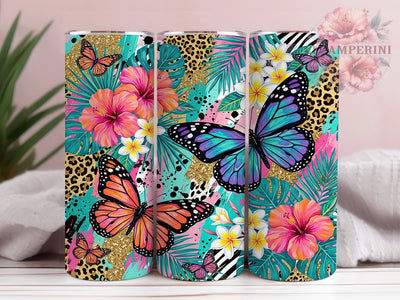 Neon Butterfly Collage 20oz Tumbler, Neon Butterfly, Butterfly Collage, Neon Collage, Butterfly Tumbler, 20oz Tumbler, Neon Tumbler, Tumbler Wrap Sublimation Li Zamperini 