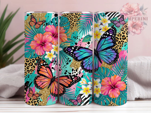 Neon Butterfly Collage 20oz Tumbler, Neon Butterfly, Butterfly Collage, Neon Collage, Butterfly Tumbler, 20oz Tumbler, Neon Tumbler, Tumbler Wrap Sublimation Li Zamperini 