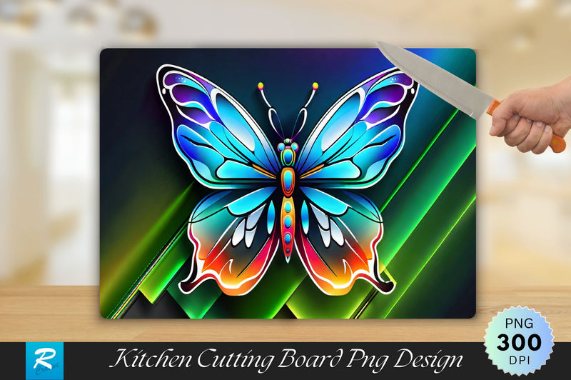Neon Butterfly Cutting Board Sublimation Regulrcrative 