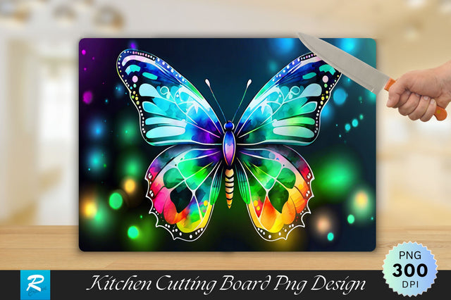 Neon Butterfly Cutting Board Sublimation Regulrcrative 