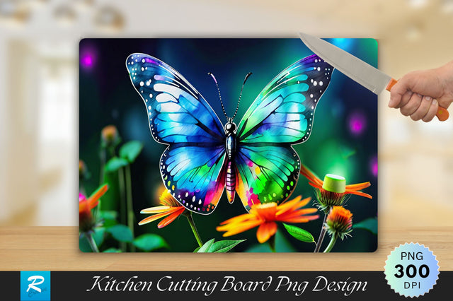 Neon Butterfly Cutting Board Sublimation Regulrcrative 