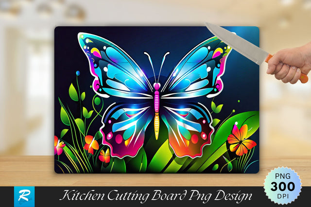 Neon Butterfly Cutting Board Sublimation Regulrcrative 