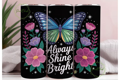 Neon Butterfly Floral 20oz Tumbler Wrap Sublimation PixelChick 