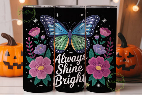 Neon Butterfly Floral 20oz Tumbler Wrap Sublimation PixelChick 