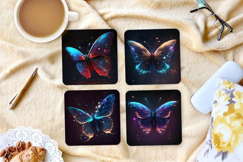 Neon Butterfly Square Coaster sublimations designs bundle Sublimation Angelina Semenova 