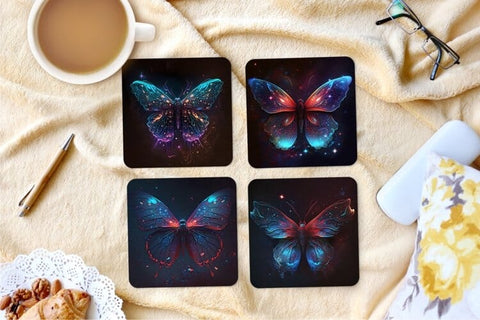 Neon Butterfly Square Coaster sublimations designs bundle Sublimation Angelina Semenova 