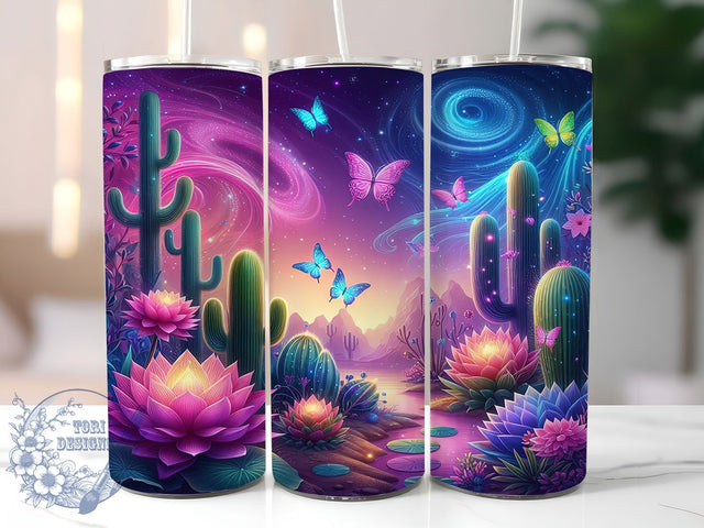 Neon Cactus Desert Vibes Tumbler Wrap, Succulent Tumbler Wrap, 20oz Sublimation Design, Bright Plant Tumbler, Desert Vibes Cup, Colorful Cactus Wrap, Boho Plant Tumbler Sublimation ToriDesigns 